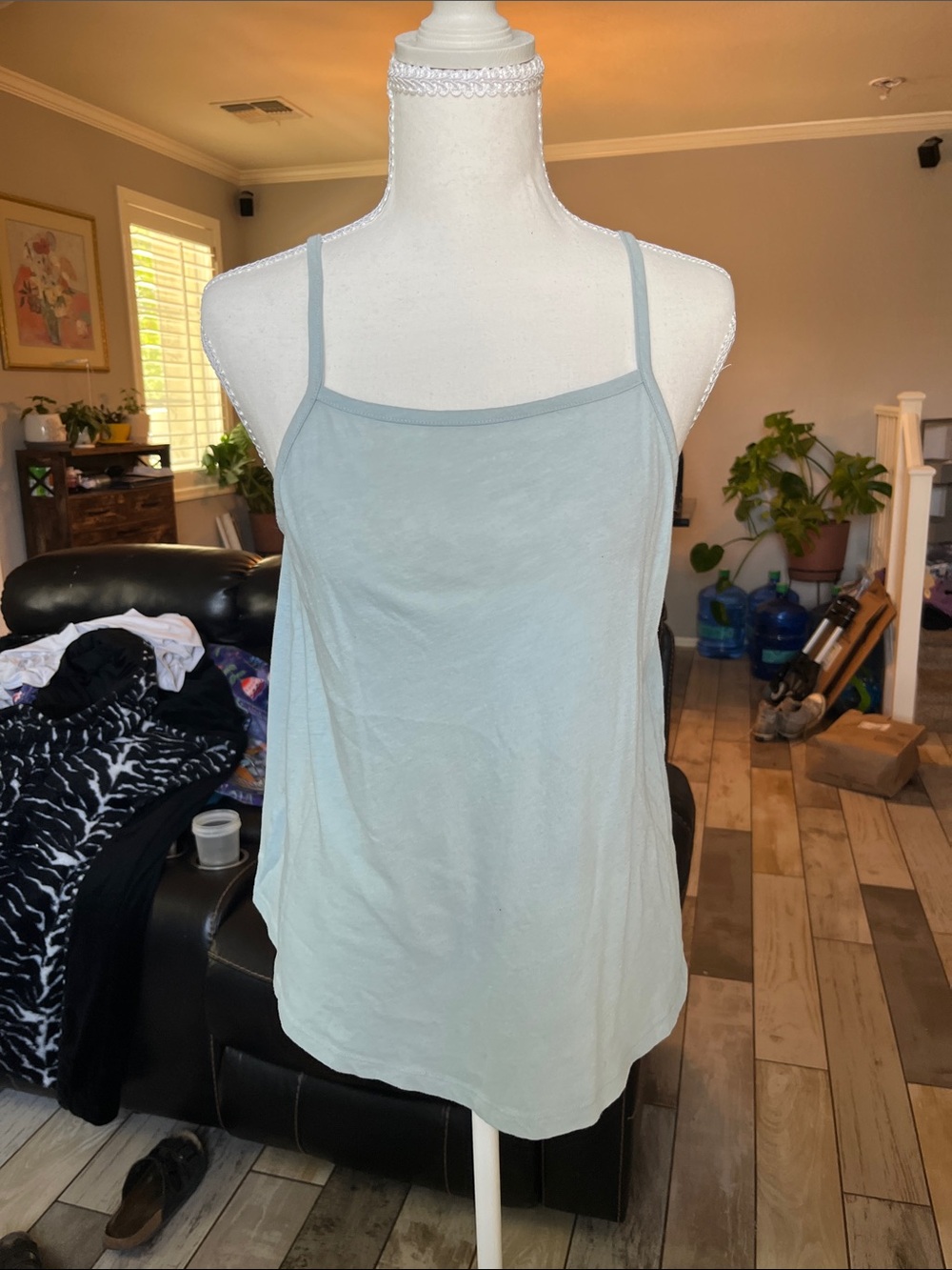 Women’s Light Blue Spaghetti Strap Tank Top
